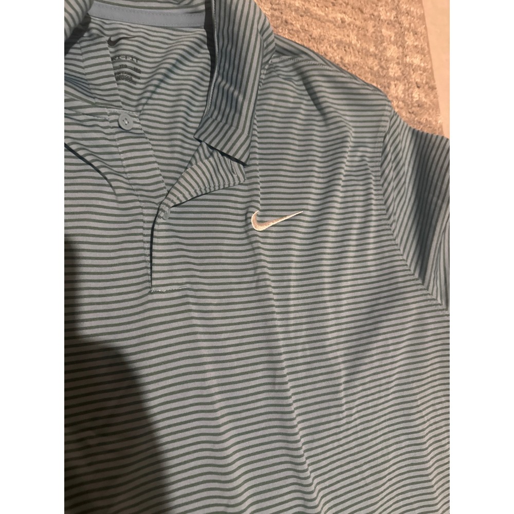 Nike Dri-FIT Striped Polo Shirt Mens XXL Blue Green Golf Top FZ5647-464 - Picture 2 of 5
